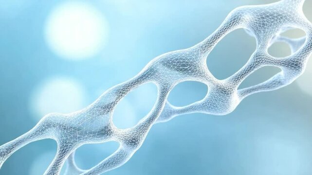 Abstract Bone Structure: Intricate details of a bone's porous structure, highlighting its complex network of interconnected spaces.  A microscopic view of bone tissue.