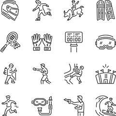 Set of Sports Gear Line Style Icons 


