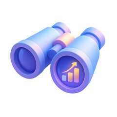 3D Binocular Icon PNG for Business Analytics in a Modern Workspace