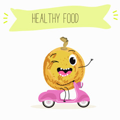 marula fruit cute funny cheerful characters. Vector hand drawn  illistration.