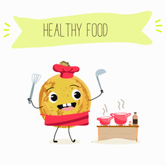 marula fruit cute funny cheerful characters. Vector hand drawn  illistration.