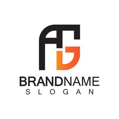Alphabet Letters AG or GA logo design template