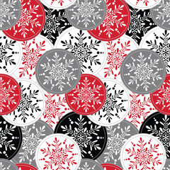 Naklejka premium Seamless Christmas Re Black White Snowflakes For Paper Gift Wrap And Fabric Print