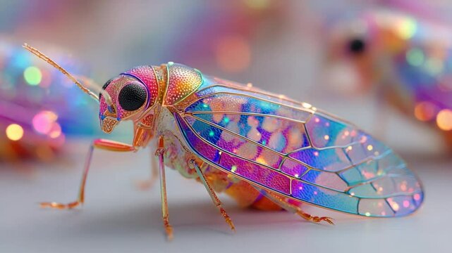 Vibrant Close-Up of a Colorful Glasswing Butterfly with Intricate Details and Bokeh Background