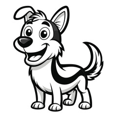 Adorable cartoon puppy black and white illustration