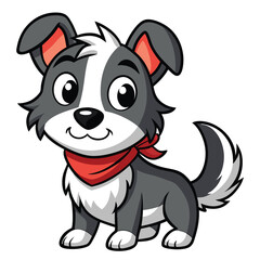 Adorable cartoon puppy with red bandana sitting