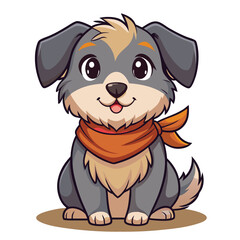 Obraz premium Adorable cartoon puppy wearing an orange bandana
