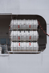 LIFE RAFTS - A rescue deck on the cruise ship
