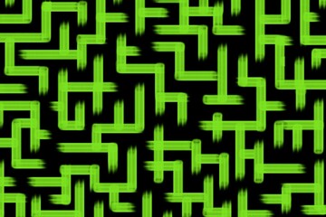 Grunge seamless pattern with zigzag lines, square. Hand drawn bold green and black geometric shapes. Modern stylish texture with labyrinth motif. Repeating geometric pattern ink illustration