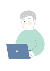 パソコンを使うシニア男性