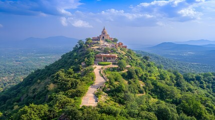 Grand perspective of the Shankaracharya Temple hilltop view