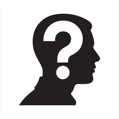 Silhouette of a Man s Head with a Question Mark Inside the Brain
