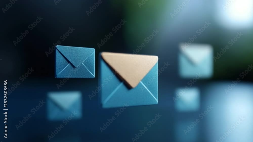 Aufkleber emails: close-up of floating envelopes, suggesting digital communication and instant connection. the