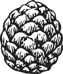 Fototapeta premium An intricately sketched pine cone in black-and-white, showcasing natural texture and organic shape. Perfect for holiday designs, rustic decor, and nature-themed projects, highlighting forest-inspired 