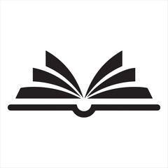 Simple Black and White Open Book Icon for Education and Literacy