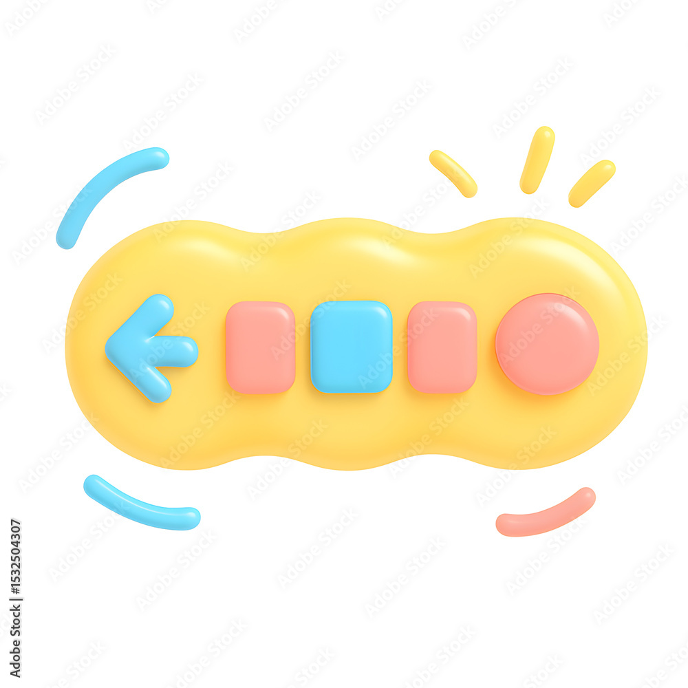 Poster interactive 3d icon button png for user interface design in playful digital environment