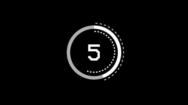 ten second countdown animation. animated 10 second to zero countdown timer on black background