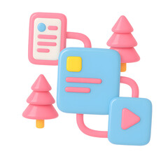 Colorful Design of Trees and UI Elements in Vibrant Background