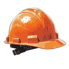 Construction helmet hardhat head gear protection. Yellow orange safety headwear hard hat vector isolated on white background