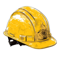 Construction helmet hardhat head gear protection. Yellow orange safety headwear hard hat vector isolated on white background