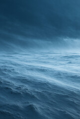 Fototapeta premium Blizzard Winds Blowing Snow Across Desolate Icy Plain