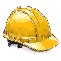 Construction helmet hardhat head gear protection. Yellow orange safety headwear hard hat vector isolated on white background