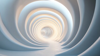 Fototapeta premium Surreal spiral tunnel with glowing gradient rings 