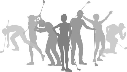 Fototapeta premium Golfers Golfing Silhouette Golf People Silhouettes