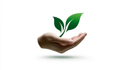 Hand Holding a Green Sprout: Symbolizing Growth, Sustainability, and Environmental Care