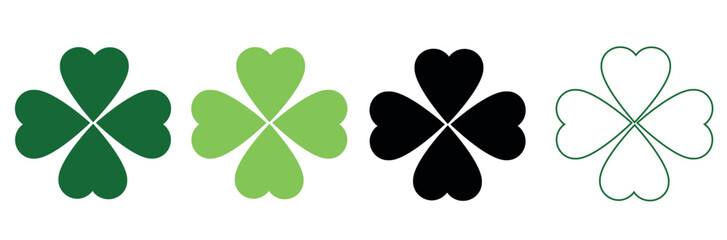 Set of Four Colorful Clover Leaves