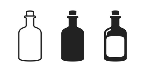 Bottle icon. Glass container icon. Glass bottle icon set. Empty glass bottle design icon.