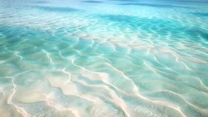 Serene Aqua Crystal-Clear Shallow Waters, Rippling Textures, Underwater Sandscapes, and Dreamlike Ocean Depths