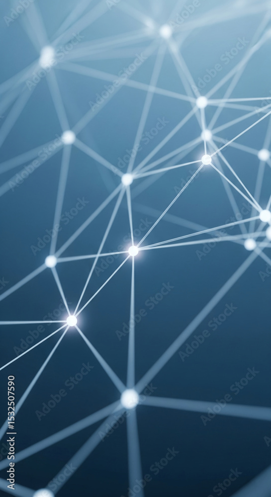 Poster Abstract image of interconnected nodes and lines, creating a network visualization, symbolizing connection, communication, and technology, ideal for digital concepts