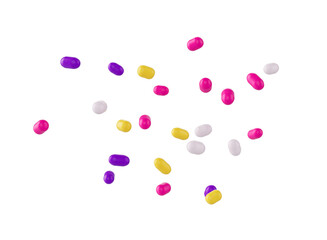 Bright and colorful candy sprinkles scattered and floating in mid-air, 3d illustration