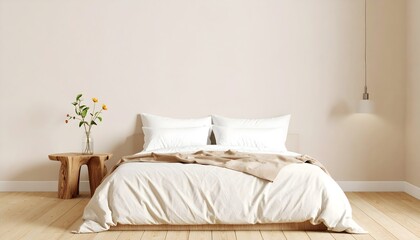 Zen Bedroom with Crumpled Layers. Interior Design Mockup