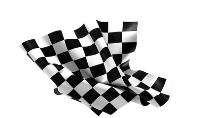The checkered flag waves in the wind signaling the end of a race Victory is in sight
