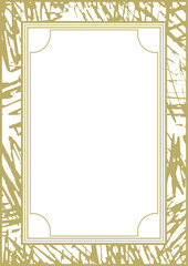 A4 golden frame with rough handwritten texture. Version 2. Vector illustration