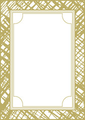 A4 golden frame with rough handwritten texture. Version 4. Vector illustration