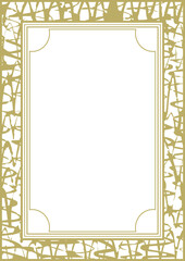 A4 golden frame with rough handwritten texture. Version 3. Vector illustration