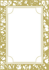 A4 golden frame with rough handwritten texture. Version 5. Vector illustration