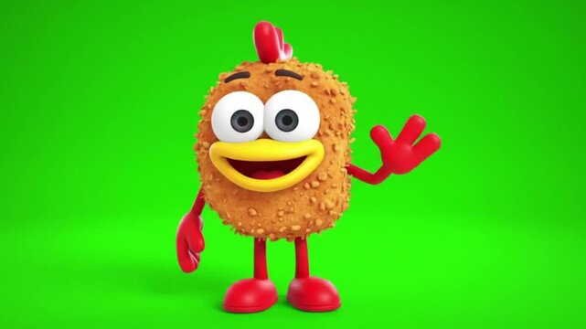 Chicken nugget with a green screen backdrop perfect for digital insertion. Ideal for video editing, advertisements, or educational projects.