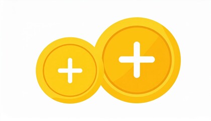 Obraz premium Gold Coins With Plus Sign