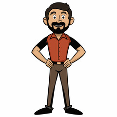 Creative Man Standing with Hands on Hips Vector Illustration | Confident Male Pose for Business, Fitness, and Character Design