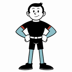 Creative Man Standing with Hands on Hips Vector Illustration | Confident Male Pose for Business, Fitness, and Character Design