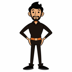 Creative Man Standing with Hands on Hips Vector Illustration | Confident Male Pose for Business, Fitness, and Character Design