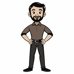 Obraz premium Creative Man Standing with Hands on Hips Vector Illustration | Confident Male Pose for Business, Fitness, and Character Design