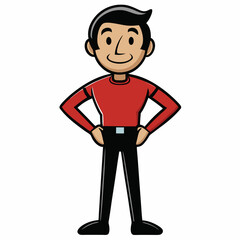 Creative Man Standing with Hands on Hips Vector Illustration | Confident Male Pose for Business, Fitness, and Character Design