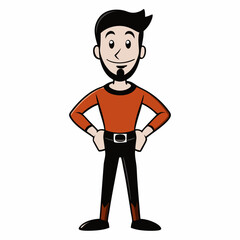 Creative Man Standing with Hands on Hips Vector Illustration | Confident Male Pose for Business, Fitness, and Character Design