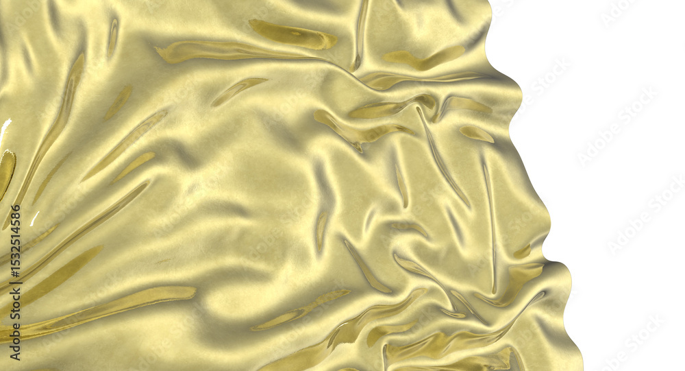 Poster shiny golden fabric draped in an abstract form