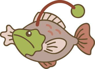 Detailed anglerfish illustration on white background
